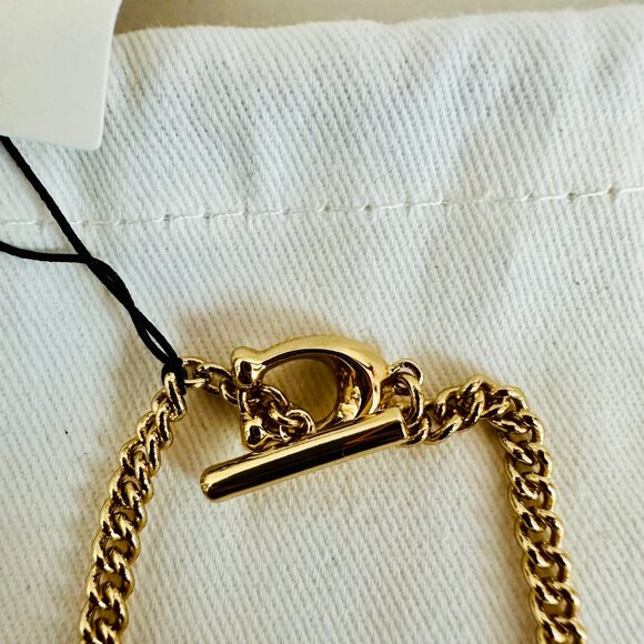 COACH MULTICOLOR ENAMEL RHINESTONES DANGLING FASHION BRACELET GOLD PLATED - Picture 5 of 6